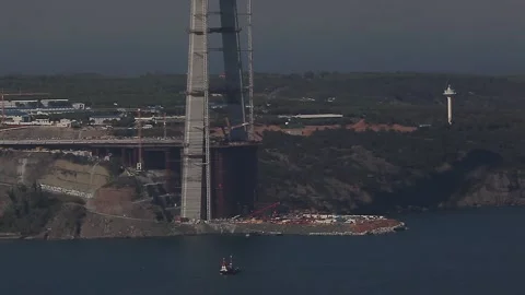 Yavuz Sultan Selim bridge construction Stock Footage 148664521