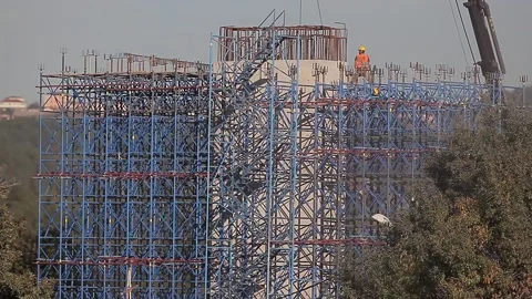 Yavuz Sultan Selim bridge construction Stock Footage 148664653