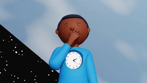 A yawning black man with clock spinning in his chest,4K Video stock 278589340