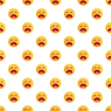 Yawning face emoji pattern representing tiredness and boredom Stock Illustration