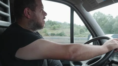 Yawning from Fatigue and Sleepiness While Driving Stock Footage 305066751