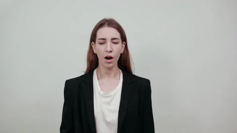 Yawning tiredness and drowsiness cross process. Depression, apathy or boredom. Stock Footage 132457553