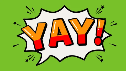 Yay Comic Speech Bubble Animated Text on Green Background Loop Motion Stock Footage 341375952