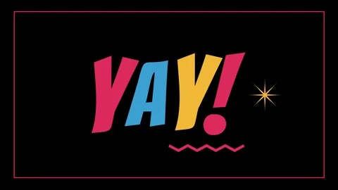 YAY! Exclamation Colorful Text Motion Graphics Animation Stock Footage 283131495