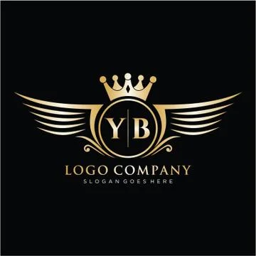 YB Letter Initial with Royal Wing Logo Template. Stock Illustration