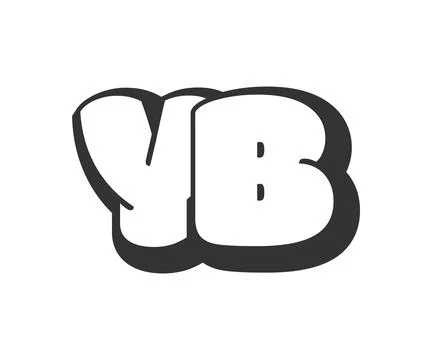 YB logo, bubble comic lettering, rounded in graffiti style black and white .. Stock Illustration