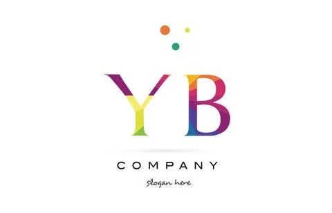 Yb y b  creative rainbow colors alphabet letter logo icon Stock Illustration