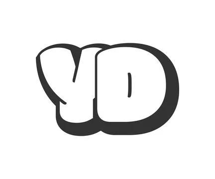 YD logo, bubble comic lettering, rounded in graffiti style black and white .. Illustrazione stock