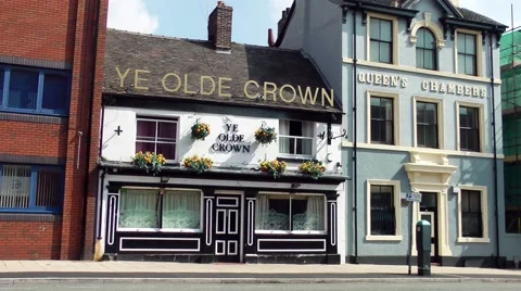Ye Olde Crown old English public house bar pub drinks Stock Footage 49016232