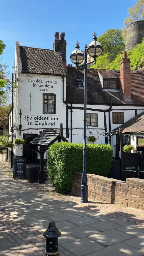 Ye Olde Trip to Jerusalem Nottingham Oldest Pub by Nottingham Castle, England Stock Footage 334313948