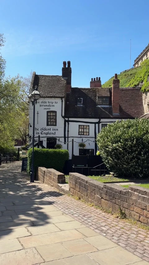 Ye Olde Trip to Jerusalem Nottingham Oldest Pub by Nottingham Castle, England Stock Footage 334314216