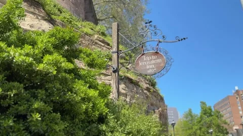 Ye Olde Trip to Jerusalem Nottingham Oldest Pub by Nottingham Castle, England. Stock Footage 334314285