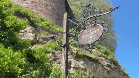 Ye Olde Trip to Jerusalem Nottingham Oldest Pub by Nottingham Castle, England. Stock Footage 334314442