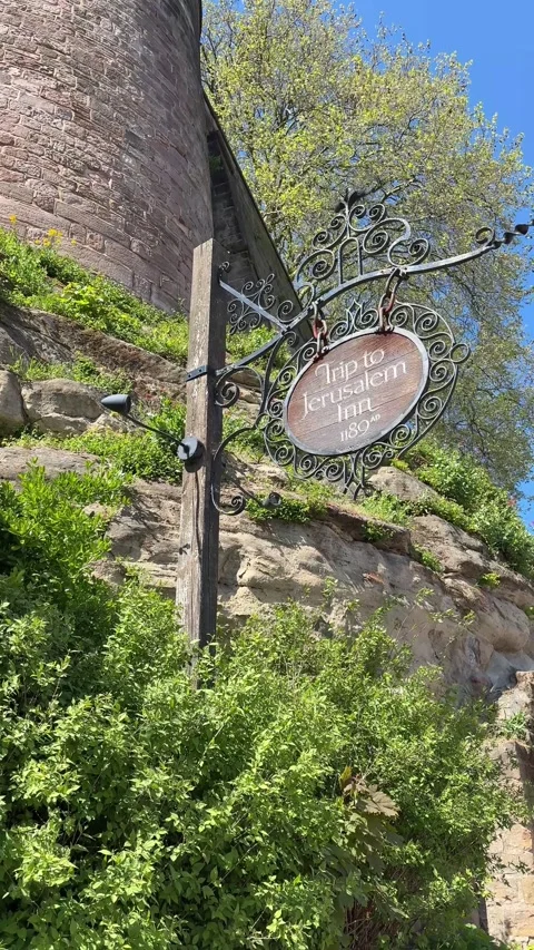 Ye Olde Trip to Jerusalem Nottingham Oldest Pub by Nottingham Castle, England. Stock Footage 334318694