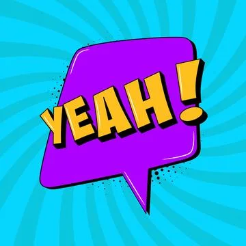 YEAH cartoon explosions comical speech bubble in trendy pop art style. Brig.. Stock Illustration