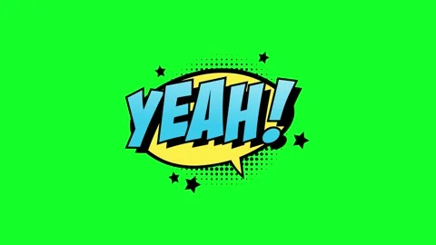 Yeah comic book speech bubble animation with green screen background Stock Footage 346725106