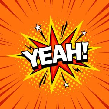 Yeah comic book speech bubble background, halftone effect Stock Illustration