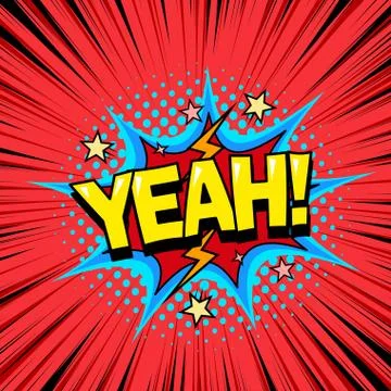 Yeah comic book superhero speech bubble background, halftone texture Stock Illustration