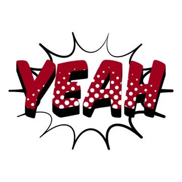 Yeah comic bubble expression Stock Illustration