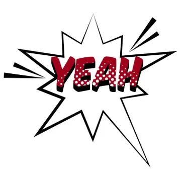 Yeah comic bubble expression Stock Illustration