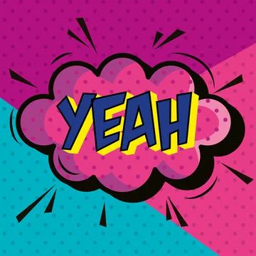 Yeah comic onomatopoeia in cloud Stock Illustration