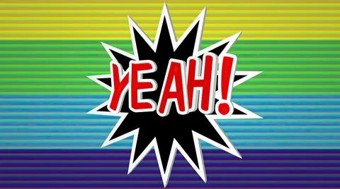 Yeah comic pop art text against colorful background. Stock Photos