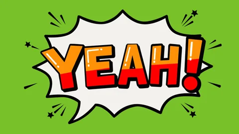 Yeah Comic Speech Bubble Animated Text on Green Screen Background Stock Footage 341317322
