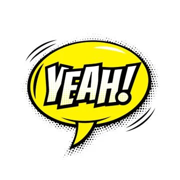 Yeah comic text bubble vector isolated color icon Stock Illustration