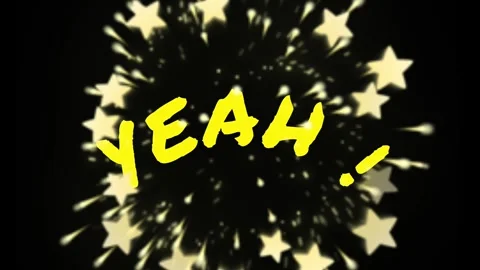 Yeah! Comic text with the word appearing. black on background. Stock Footage 302231776