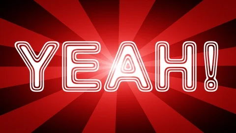 Yeah! icon in red abstract background with rays. Stock Footage 113674462