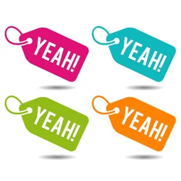 Yeah price Tags. Flat Eps10 Vector Illustration. Illustrazione stock