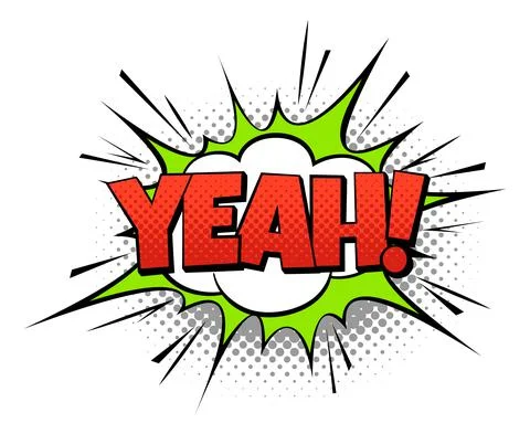 Yeah sticker. Funny bright comic style bubble Stock Illustration