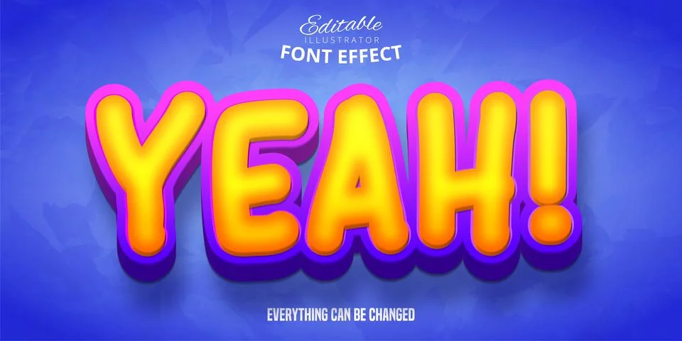 Yeah! text, 3d editable font effect Stock Illustration