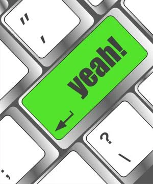 Yeah word on computer keyboard key, laptop icon Stock Illustration