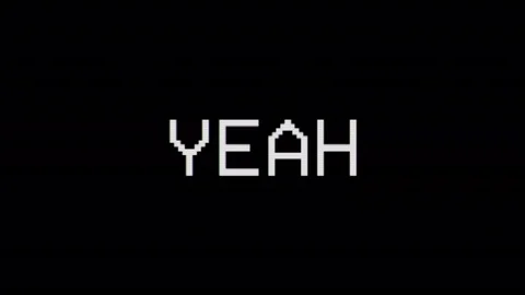 Yeah words on old tv glitch interference screen Stock Footage 111377100