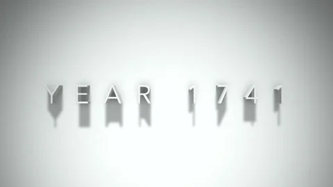 Year 1741 3D title animation with shadows on a white background Stock Footage 296002456