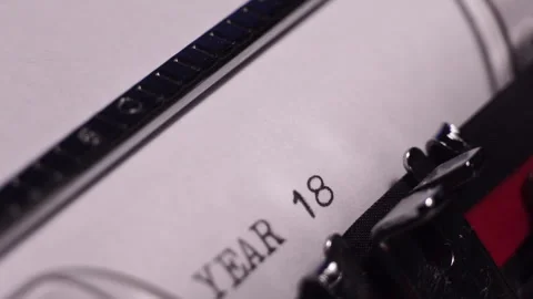Year 1861, Typing on White Paper in Vintage Typewriter, Macro Close Up Stock Footage 268986113
