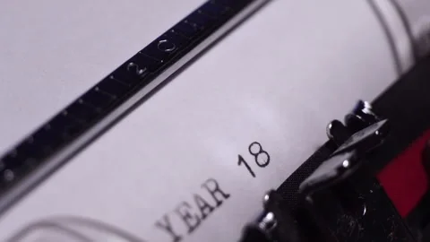 Year 1864 Typing on White Paper in Vintage Typewriter, Macro Close Up Stock Footage 275801938