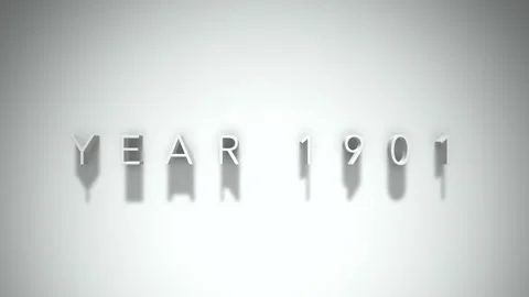 Year 1901 3D title animation with shadows on a white background Stock Footage 296002693