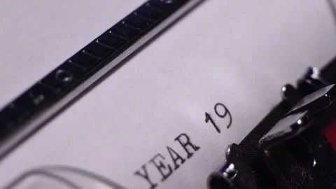 Year 1914, Typing on White Paper in Vintage Typewriter, Macro Close Up Stock Footage 274056726