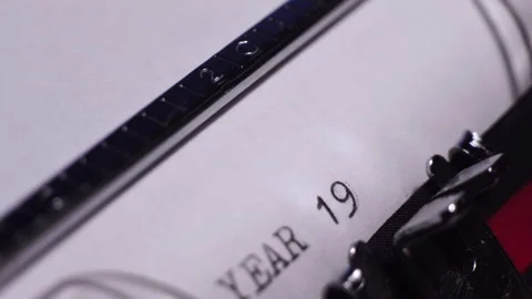 Year 1929 Typing on White Paper in Vintage Typewriter, Macro Close Up Stock Footage 271507056