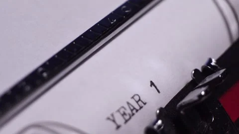 Year 1932, Typing on Blank White Paper in Vintage Typewriter, Macro Close Stock Footage 273517184
