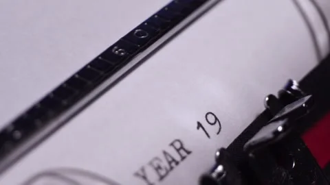 Year 1933, Typing on Blank White Paper in Vintage Typewriter, Macro Close Stock Footage 273517697