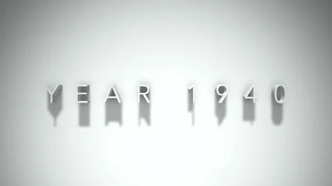 Year 1940 3D title animation with shadows on a white background Stock Footage 296002764