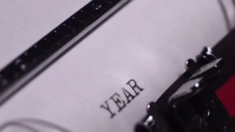 Year 1945, Typing on White Paper in Vintage Typewriter, Macro Close Up Stock Footage 274056629