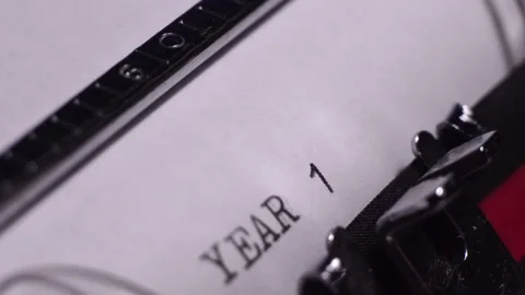 Year 1946, Typing on White Paper in Vintage Typewriter, Close Up Stock Footage 276204149
