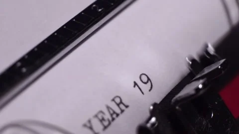 Year 1947, Typing on White Paper in Vintage Typewriter, Macro Close Up Stock Footage 274719113