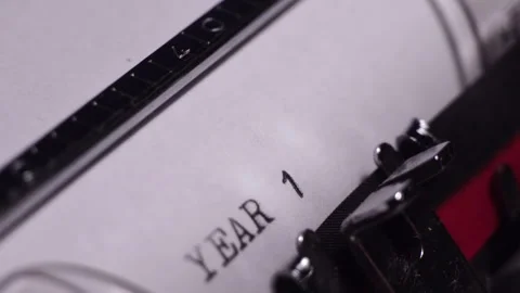 Year 1948, Typing on White Paper in Vintage Typewriter, Macro Close Up Stock Footage 276808449