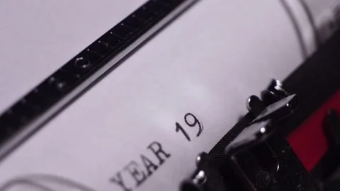 Year 1949, Typing on White Paper in Vintage Typewriter, Macro Close Up Stock Footage 276808487