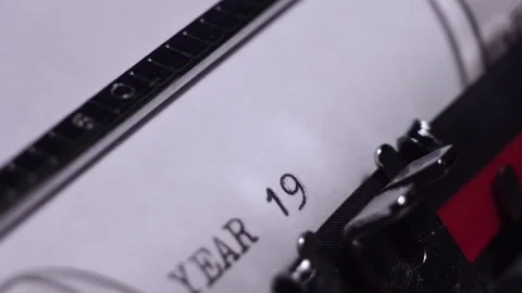 Year 1954, Typing on White Paper in Vintage Typewriter, Close Up Stock Footage 277008767